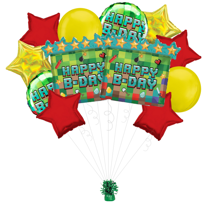 Pixel Party Birthday Foil Balloon Bundle