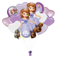 Purple Sofia the First balloon bouquet with heart shapes for princess birthday from Parte Haus party supply store in Bethesda MD