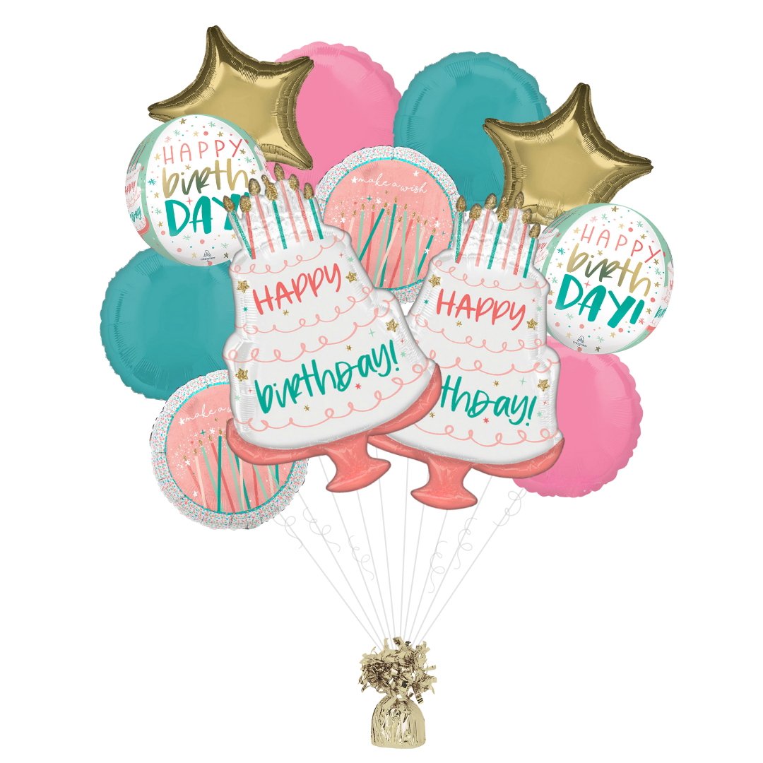 Happy Cake Day Birthday Foil Balloon Bundle