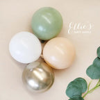 Sage gold white and beige balloon arch kit boho safari theme from Parte Haus party supply store in Bethesda Maryland