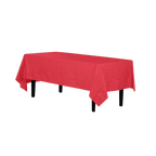 Premium red disposable plastic tablecloth rectangle for celebrations from Parte Haus party supply store in Bethesda MD