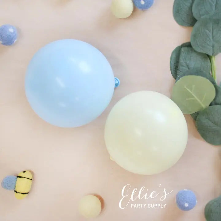 Neutral beige and pastel balloon arch kit with teddy bear theme from Parte Haus party supply store in Bethesda Maryland