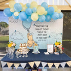 Blue and yellow teddy bear balloon arch kit with garland and Winnie the Pooh baby shower theme from Parte Haus party supply store in Bethesda Maryland