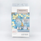 Blue yellow teddy bear balloon garland kit for baby shower from Parte Haus party supply store in Bethesda MD