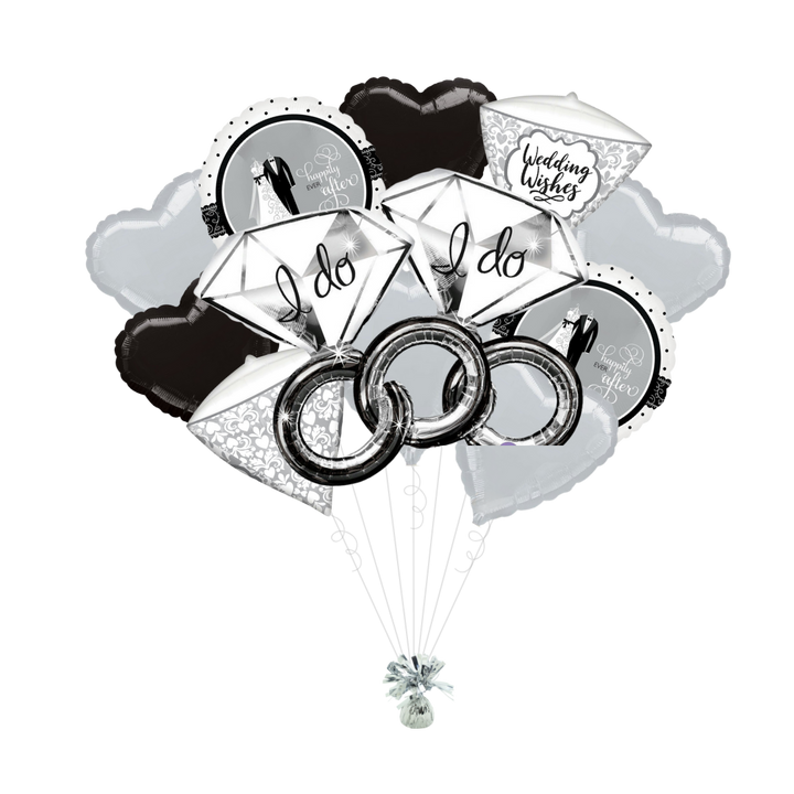 Silver Engagement Foil Balloon Bundle