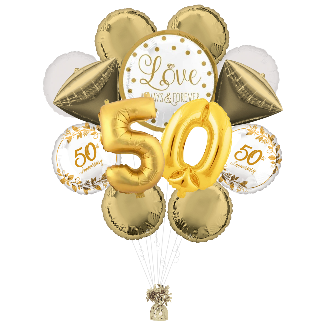 50th Anniversary Foil Balloon Bundle
