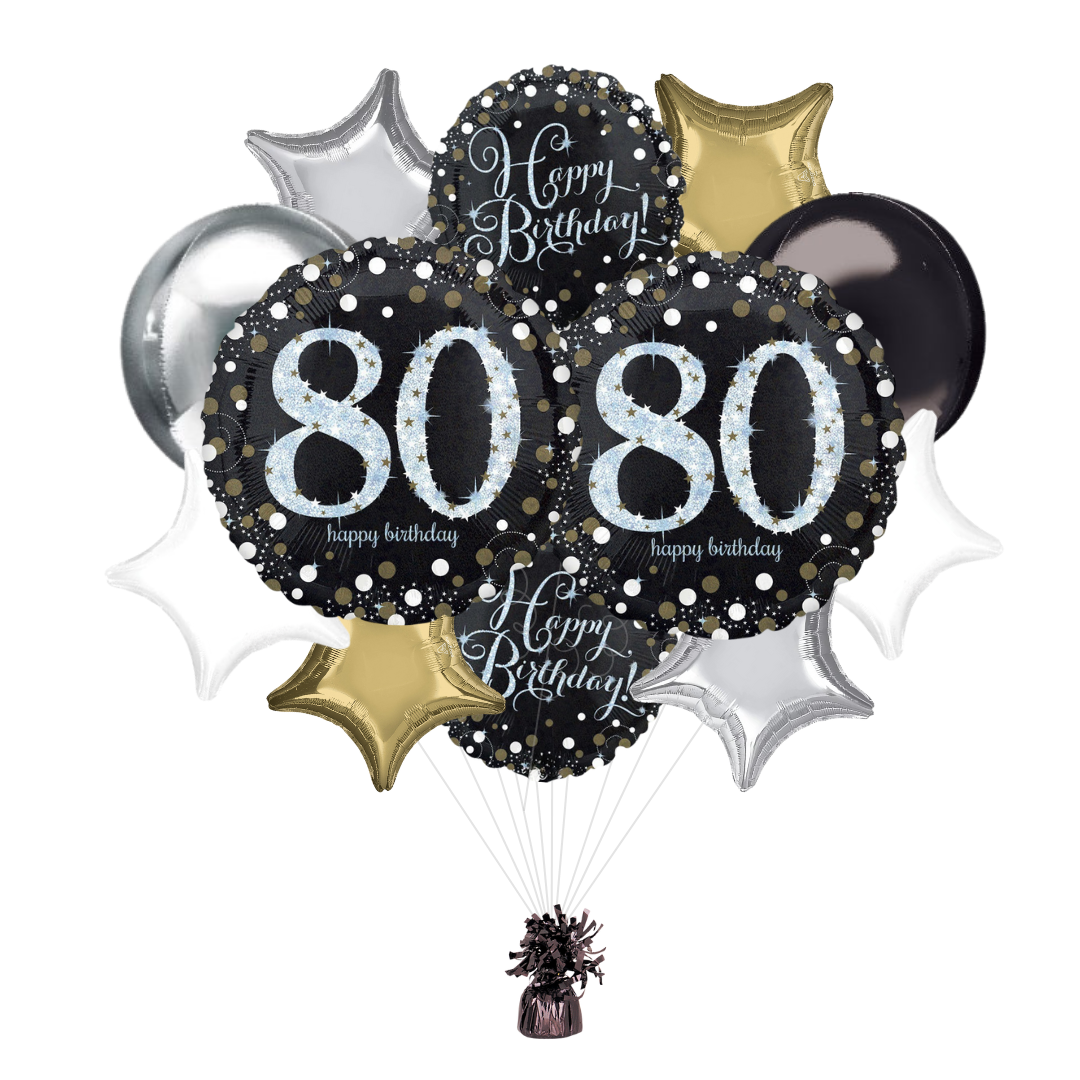 80th Sparkling Birthday Foil Balloon Bundle