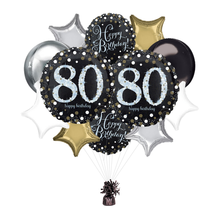 80th Sparkling Birthday Foil Balloon Bundle