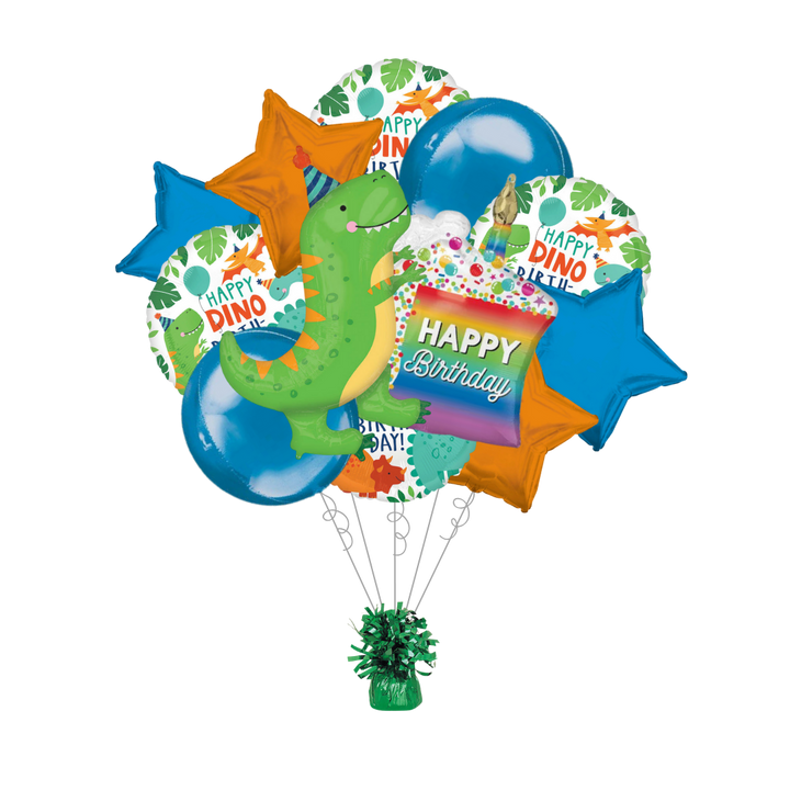 Premium Dino-Mite Birthday Balloon Bundle with Balloon Weight
