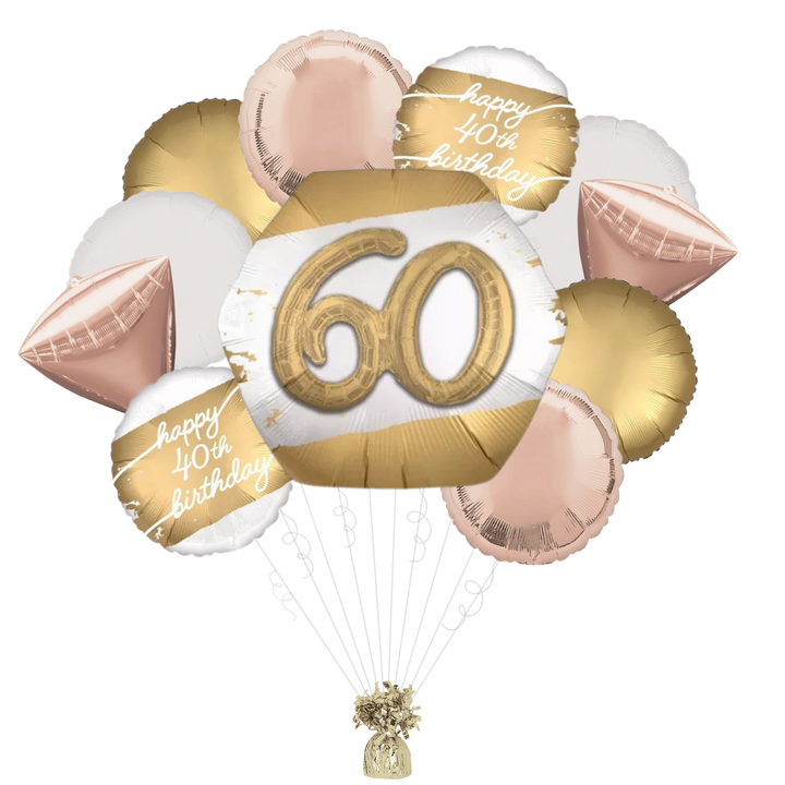 Golden Age 60th Happy Birthday Foil Balloon Bundle