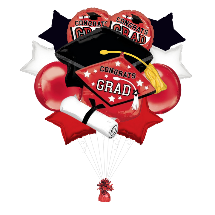 Red "Congrats Grad" Foil Balloon Bundle