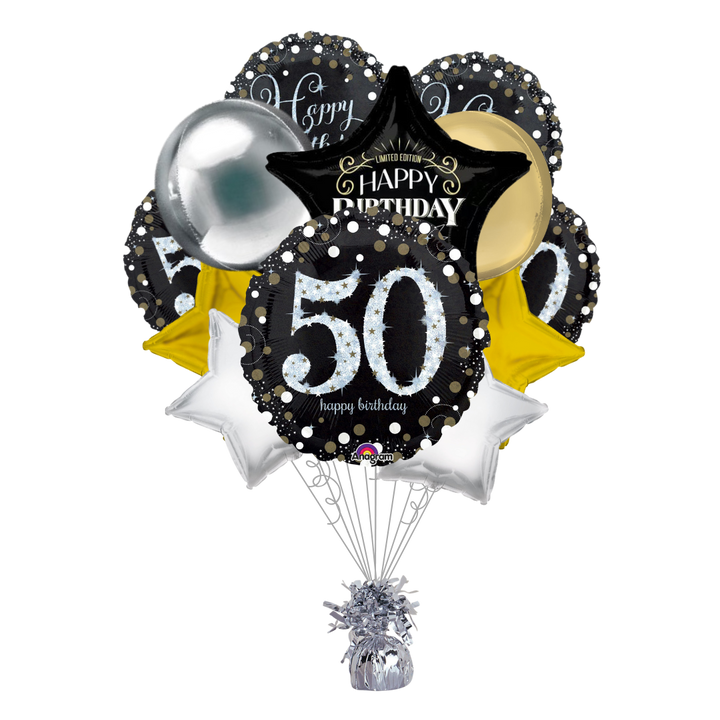 Sparkling Golden Age 50th Birthday Balloon Bundle