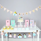 pastel princess birthday decoration kit with crowns cake toppers banners from Parte Haus party supply store in Bethesda MD