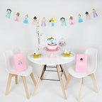 Pink princess birthday party decoration kit with crowns and gift bags for girl birthday theme from Parte Haus party supply store in Bethesda MD