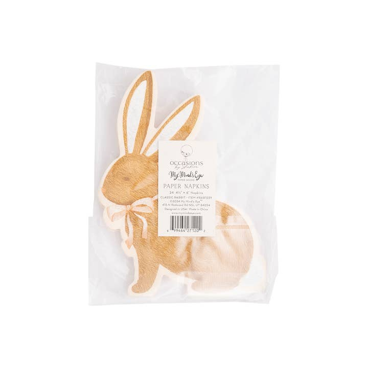 Brown Rabbit Shaped Paper Dinner Napkins
