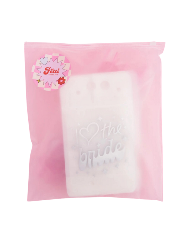 White Bachelorette Drink Pouches with Ring Shaped Glitter Straws