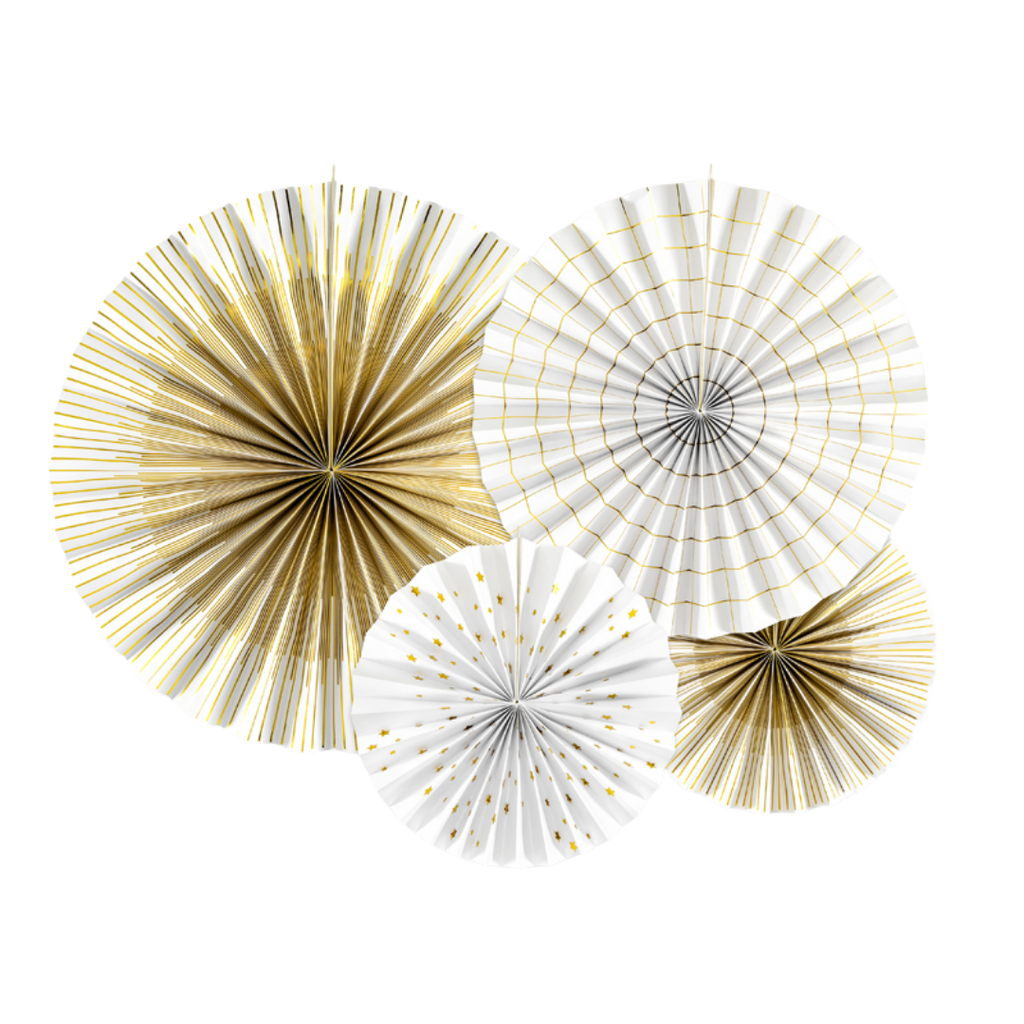 Gold and White Rosette Decoration - 3pcs
