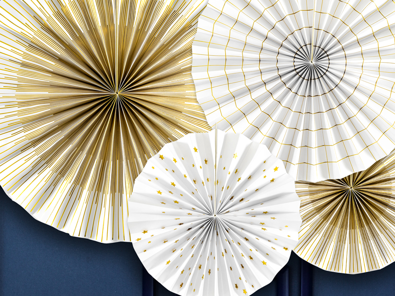 Gold and White Rosette Decoration - 3pcs
