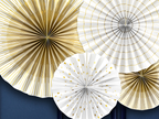 Gold and White Rosette Decoration - 3pcs