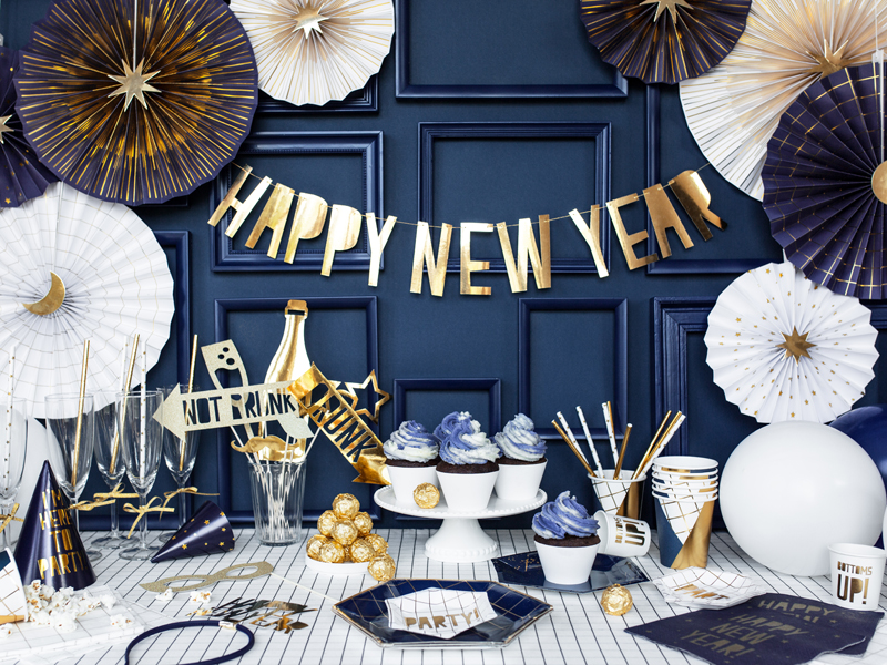 Gold and White Rosette Decoration - 3pcs