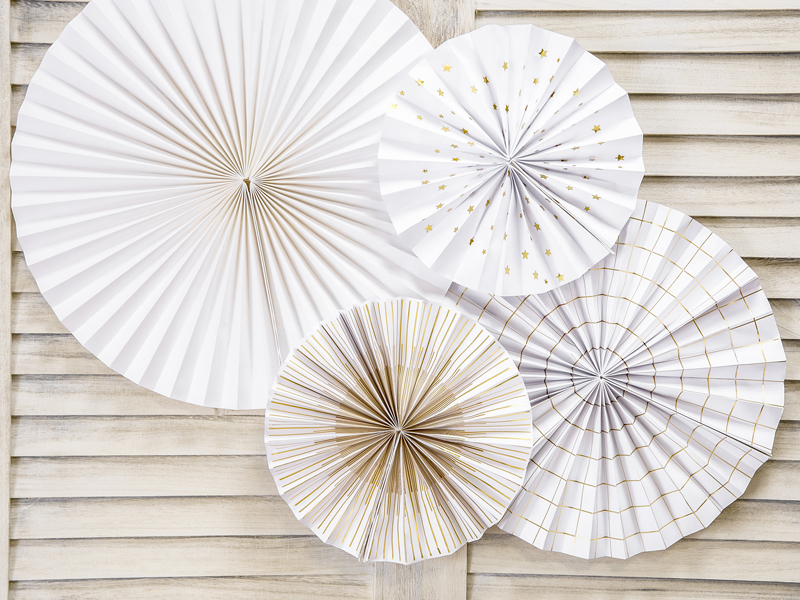 Gold and White Rosette Decoration - 3pcs