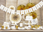 Gold and White Rosette Decoration - 3pcs