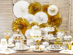 Gold and White Rosette Decoration - 3pcs
