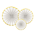 White and Gold Trim Rosette Decoration - 3pcs