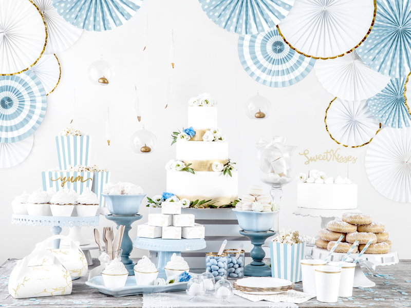 White and Gold Trim Rosette Decoration - 3pcs