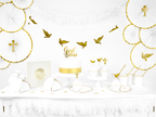 White and Gold Trim Rosette Decoration - 3pcs