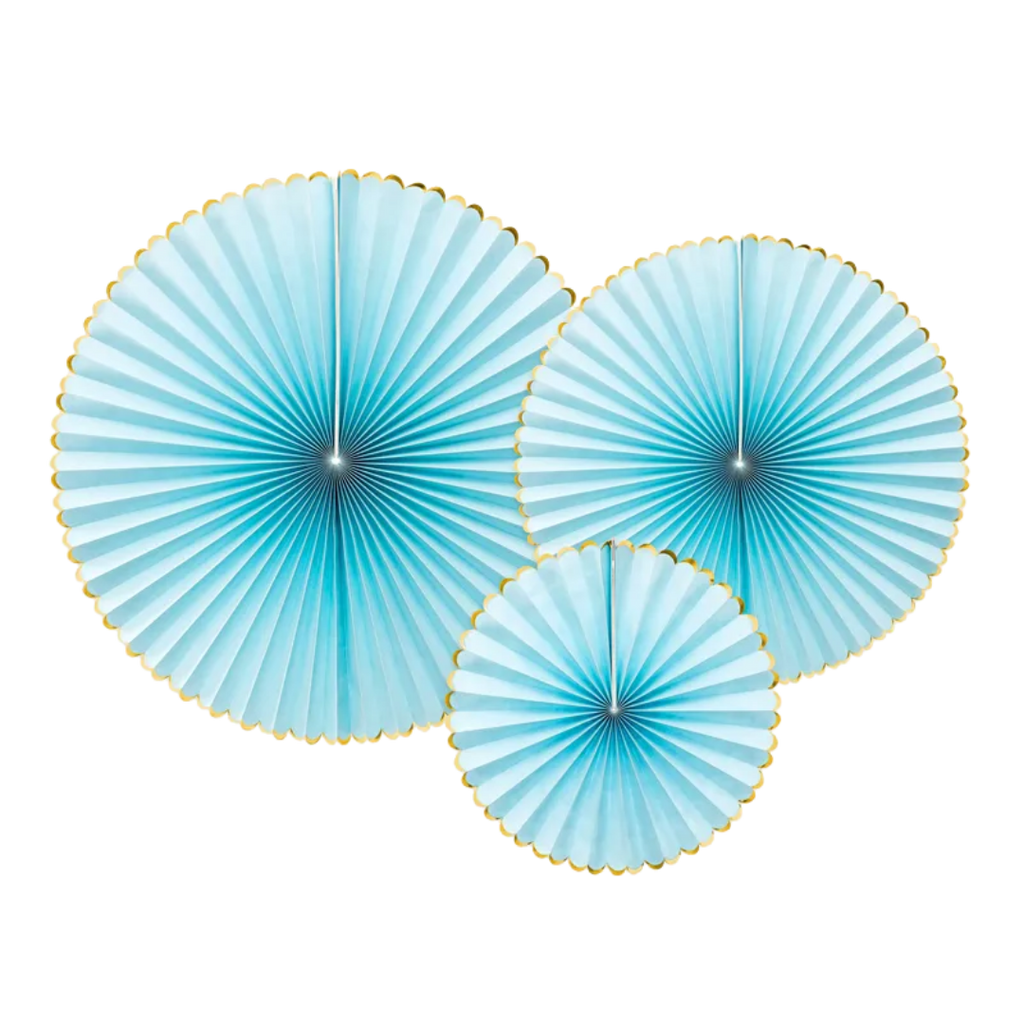 Light Blue with Gold Rosettes Backdrop Set