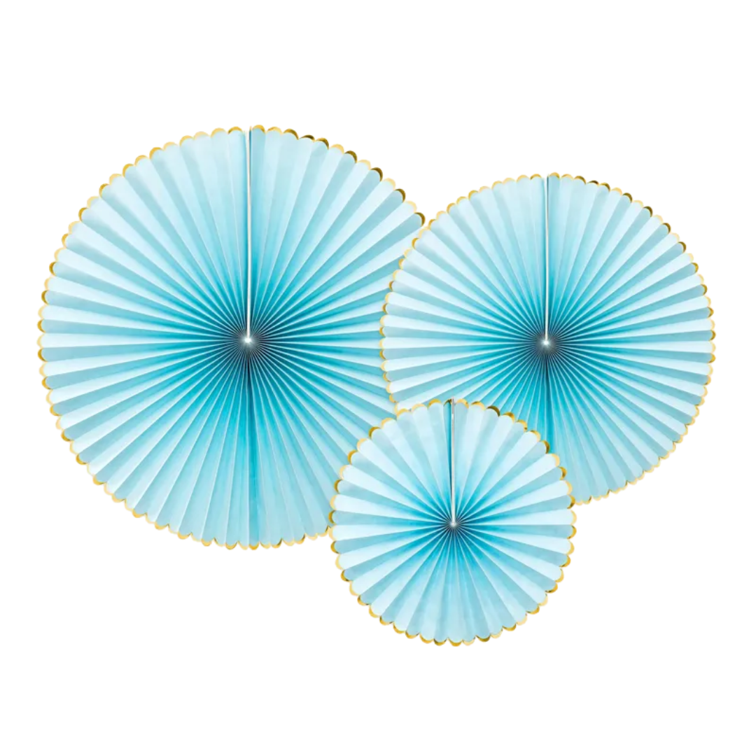 Light Blue with Gold Rosettes Backdrop Set