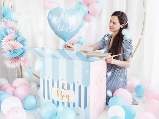 Light Blue with Gold Rosettes Backdrop Set