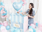 Light Blue with Gold Rosettes Backdrop Set