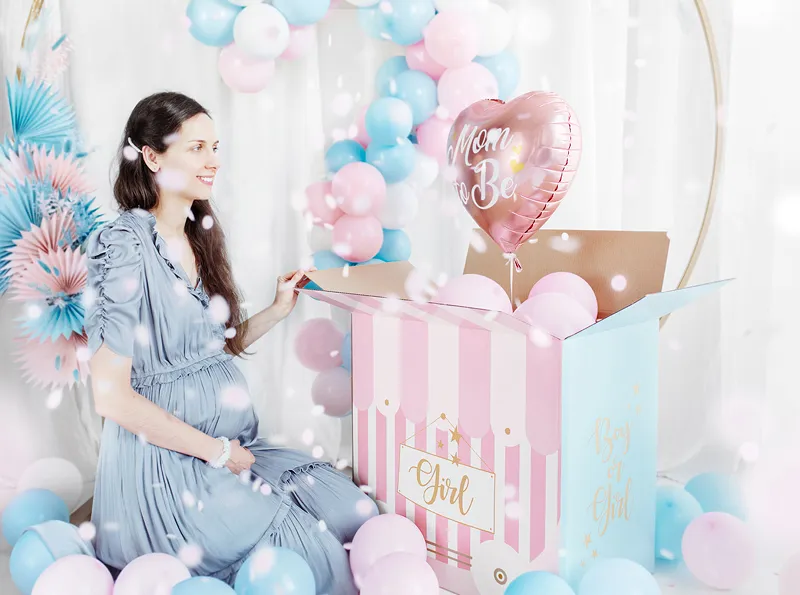 Light Blue with Gold Rosettes Backdrop Set