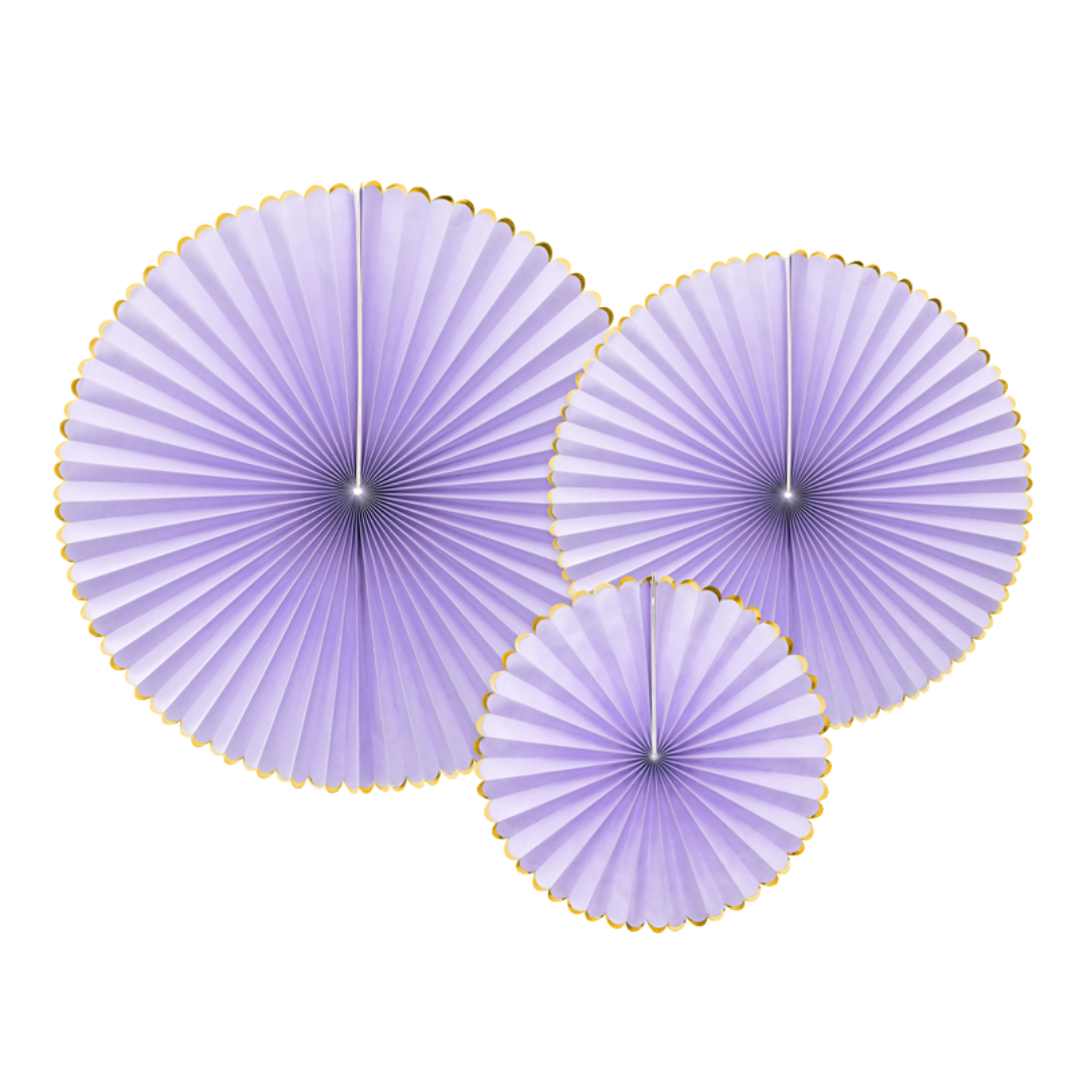 Lilac with Gold Trim Rosette Decoration - 3pcs