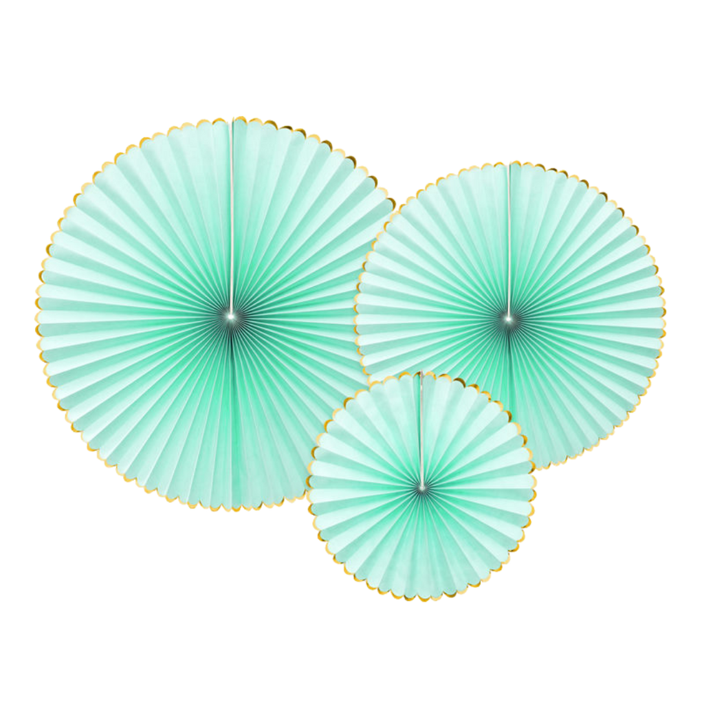 Mint Gold Edged Rosettes Backdrop Set