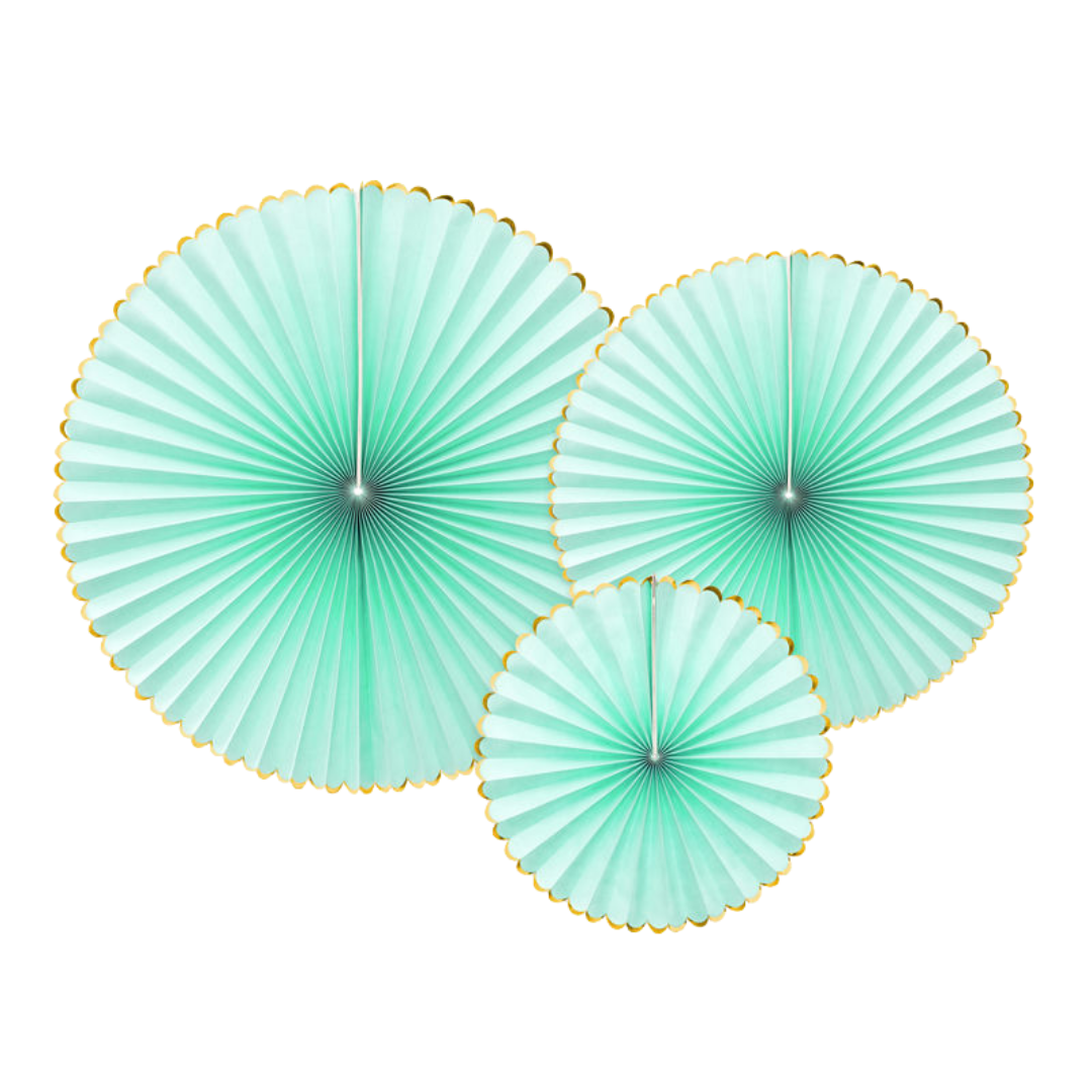 Mint Gold Edged Rosettes Backdrop Set