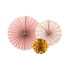 Pink Rosette Decoration - 3pcs
