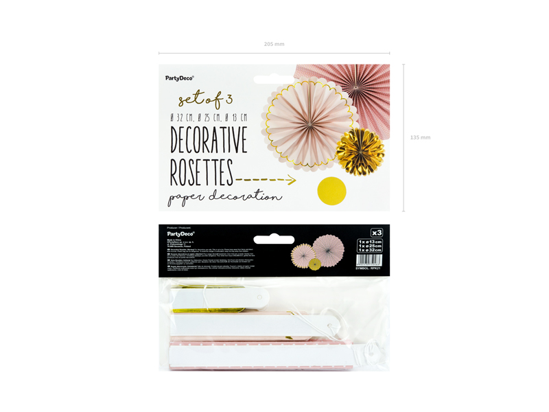 Pink Rosette Decoration - 3pcs
