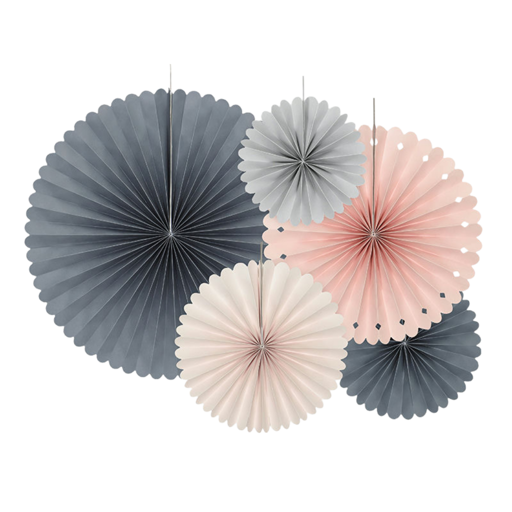 Black, Pink and Cream Rosettes Backdrop Set