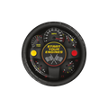 Black race car theme dinner paper plate with speedometer design racing party from Parte Haus party supply store in Bethesda MD