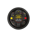 Black race car theme dinner paper plate with speedometer design racing party from Parte Haus party supply store in Bethesda MD