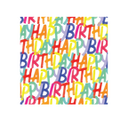Rainbow gift wrap roll with colorful happy birthday text for birthday from Parte Haus party supply store in Bethesda MD.