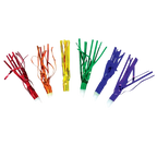 Rainbow color metallic whistles for birthday celebration from Parte Haus party supply store in Bethesda Maryland