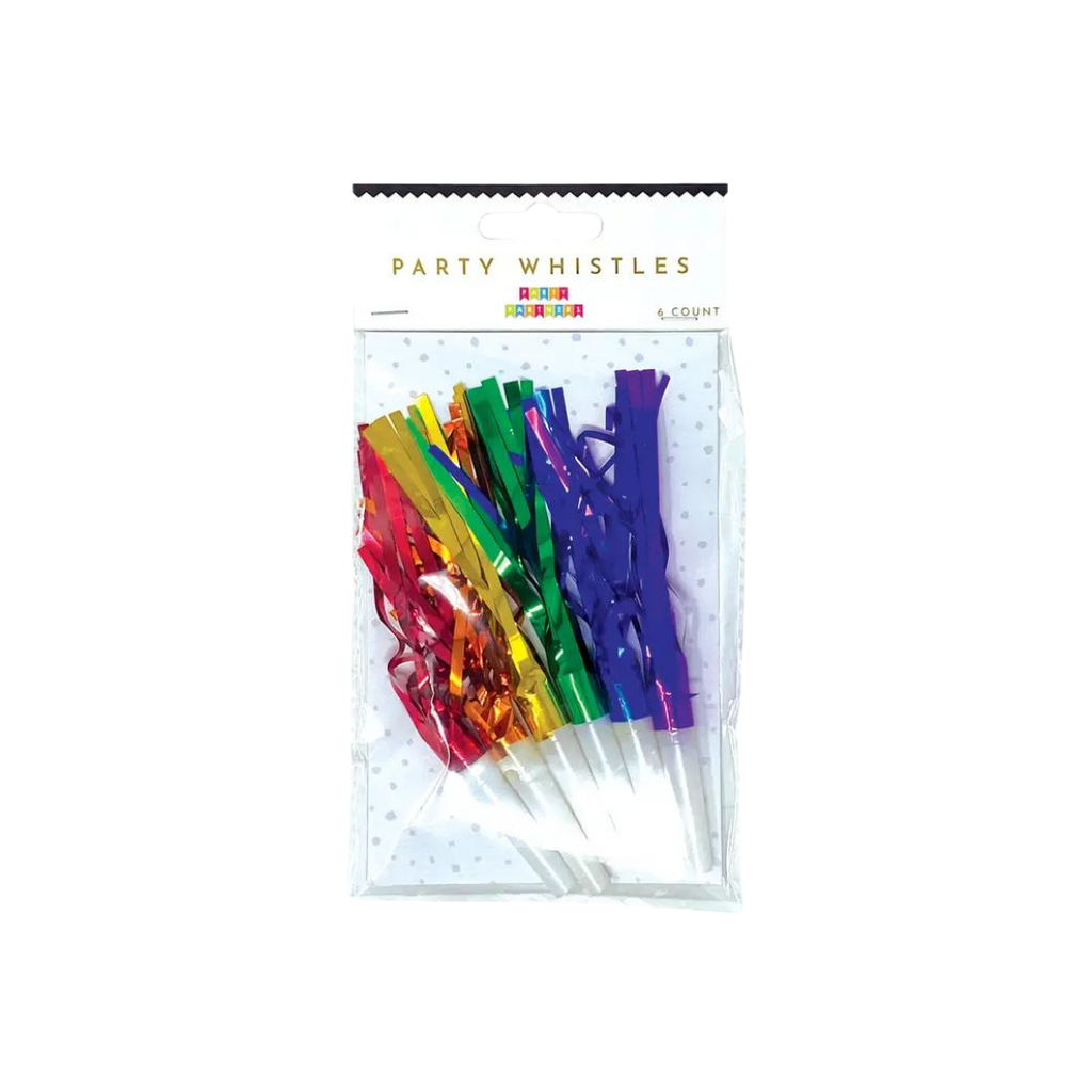 Rainbow color party whistles pack for birthday celebration from Parte Haus party supply store in Bethesda MD