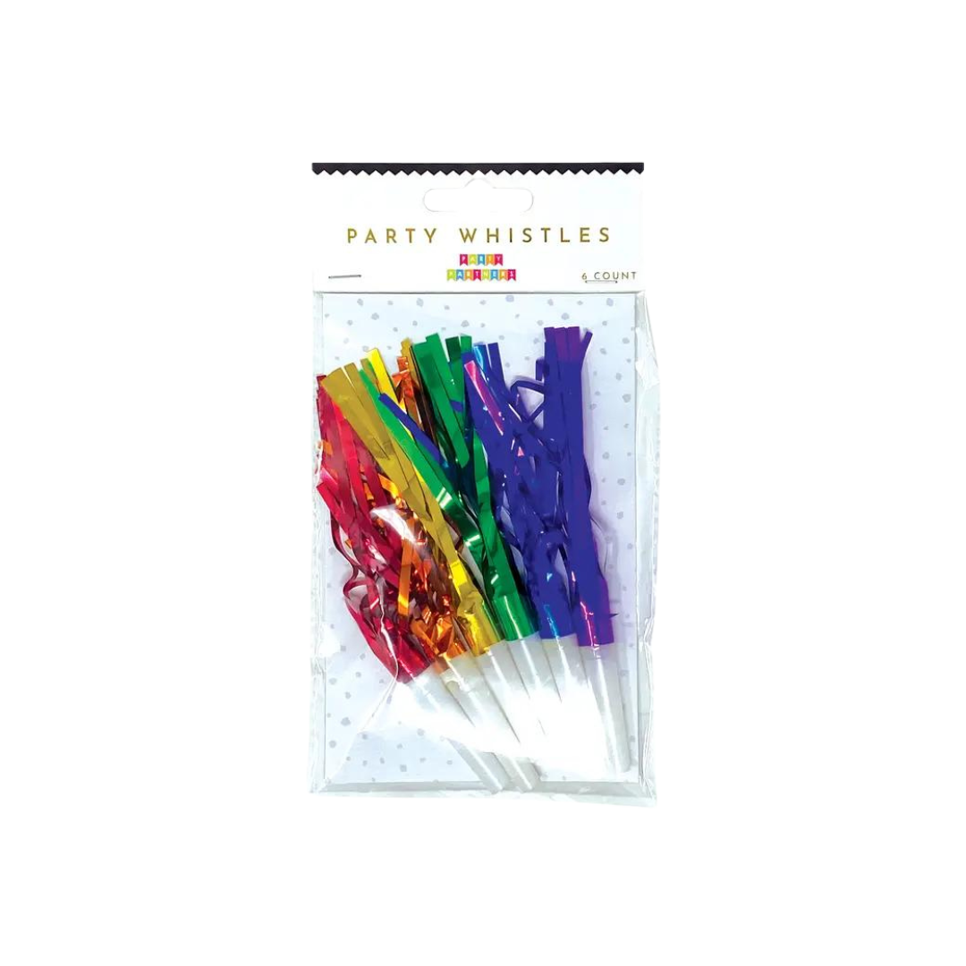 Rainbow color party whistles pack for birthday celebration from Parte Haus party supply store in Bethesda MD