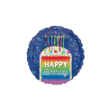 Rainbow foil balloon with birthday cake and candles for birthday theme from Parte Haus party supply store in Bethesda MD