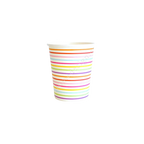 Rainbow stripe paper cup with colorful horizontal lines birthday from Parte Haus party supply store in Bethesda MD