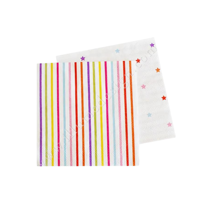 Rainbow Stripe and Stars Cocktail Napkins